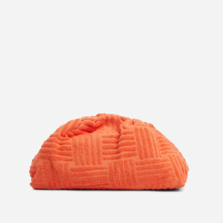 Carry Oversized Pouch Bag In Orange Terry Towel Fabric,, Orange