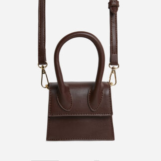 Drew Top Handle Mini Grab Bag In Dark Brown Faux Leather,, Brown