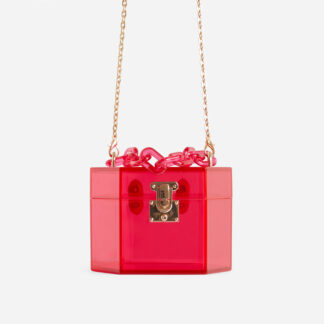 Robbie Cross Body Box Bag In Pink Perspex,, Pink