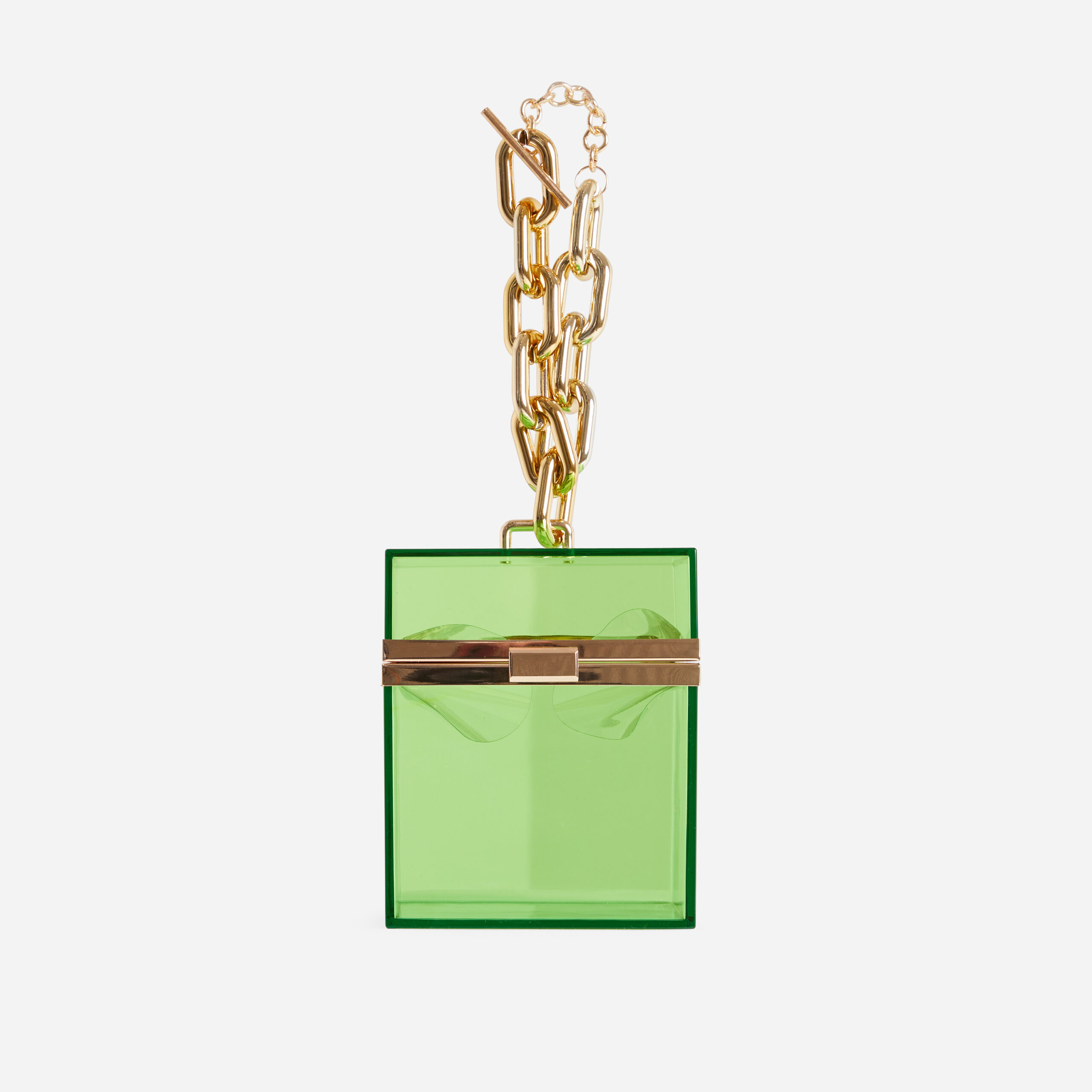 Mila Chain Detail Vanity Bag In Green Perspex,, Green