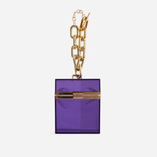 Mila Chain Detail Vanity Bag In Purple Perspex,, Purple