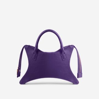 Ike Shaped Grab Bag In Purple Faux Leather,, Purple