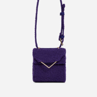 Rae Cross Body Mini Bag In Purple Faux Fur,, Purple