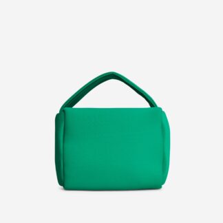 Marisol Chain Strap Top Handle Grab Bag In Green Nylon,, Green