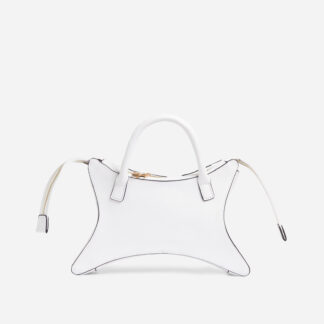Ike Shaped Grab Bag In White Faux Leather,, White
