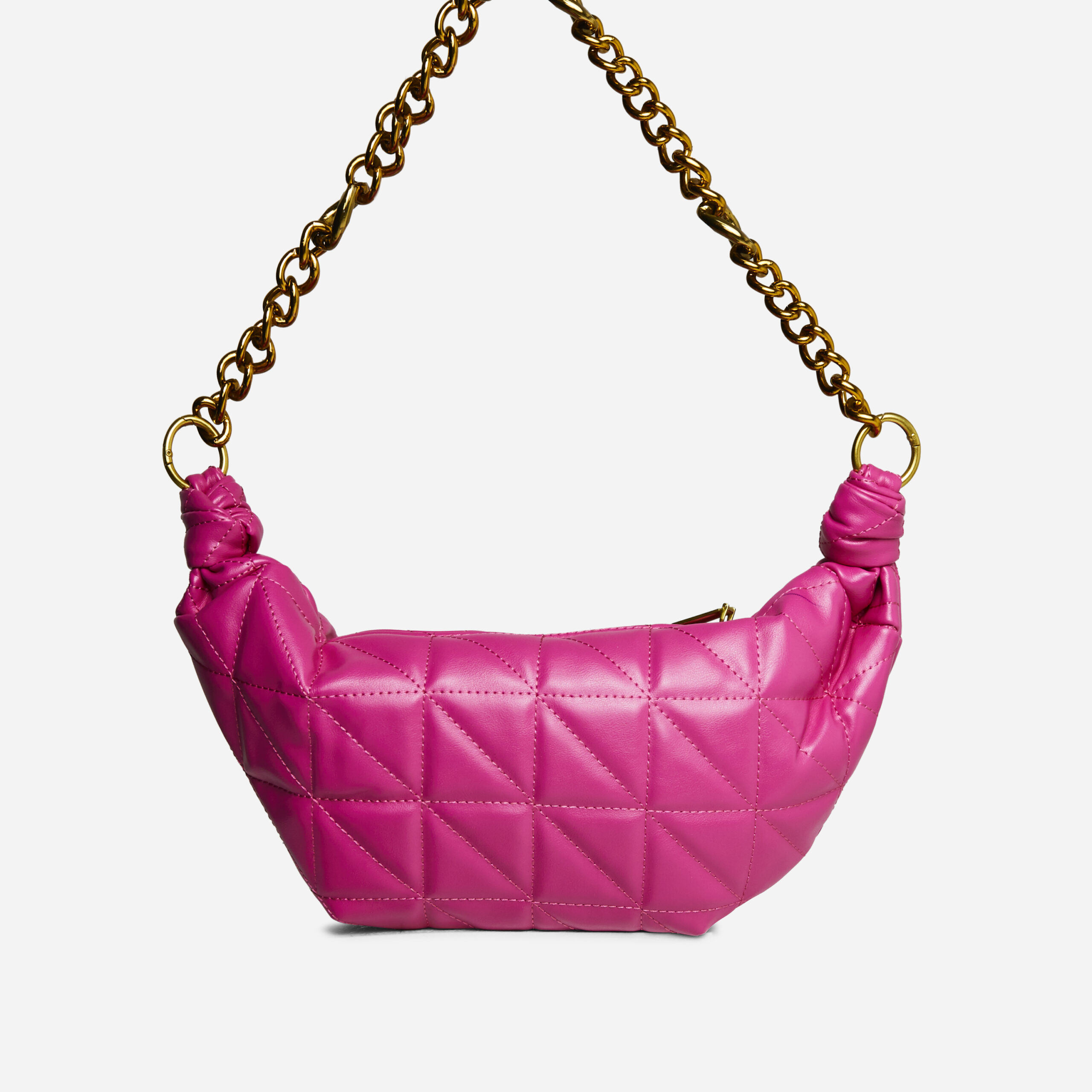 Milla Chunky Chain Strap Half Mood Shaped Shoulder Bag In Pink Faux