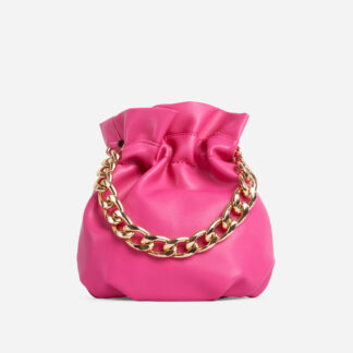 Natalina Chain Strap Detail Grab Bag In Pink Faux Leather,, Pink