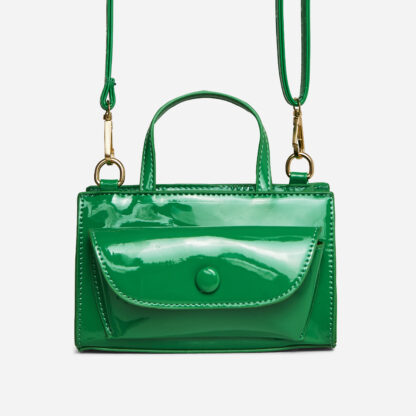 Saint Top Handle Cross Body Saddle Bag In Green Patent,, Green