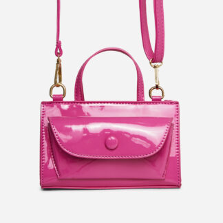 Saint Top Handle Cross Body Saddle Bag In Pink Patent,, Pink