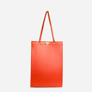 Aubin Clasp Detail Shoopper Bag In Orange Faux Leather,, Orange