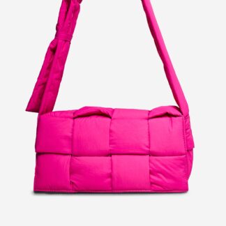 Melbourne Woven Detail Rectangle Shaped Cross Body Bag In Pink Nylon,, Pink