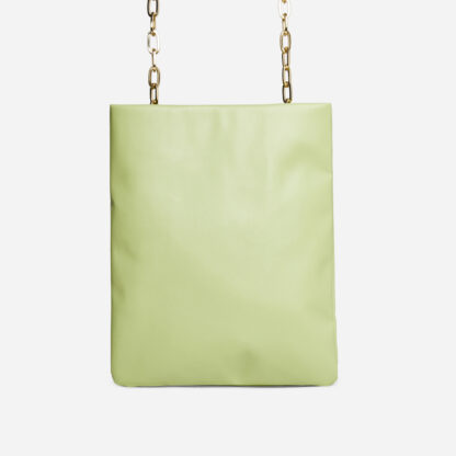 Adella Chain Strap Shopper Bag In Green Faux Leather,, Green