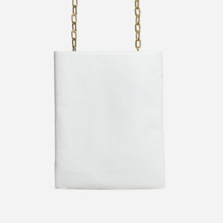 Adella Chain Strap Shopper Bag In White Faux Leather,, White