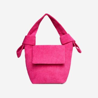 Alma Knotted Strap Grab Bag In Pink Cord Fabric,, Pink