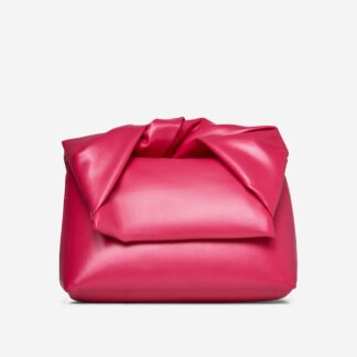 Antonella Twisted Strap Grab Bag In Pink Faux Leather,, Pink