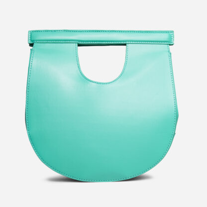 Hedy Top Bar Shaped Grab Bag In Green Faux Leather,, Green