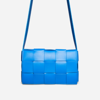 Robin Woven Detail Cross Body Bag In Blue Faux Leather,, Blue