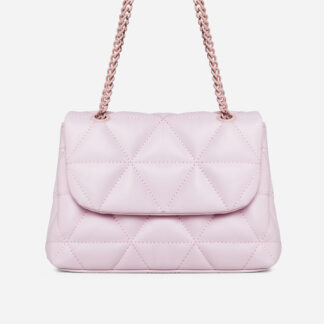 Rocia Quilted Detail Chain Strap Shoulder Bag In Pink Faux Leather,, Pink