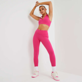 High Waist Gym Leggings In Pink UK Small S, Pink