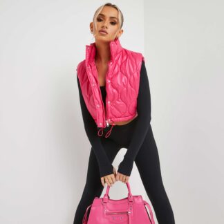 Onion Quilted Cropped Gilet In Pink UK 12, Pink