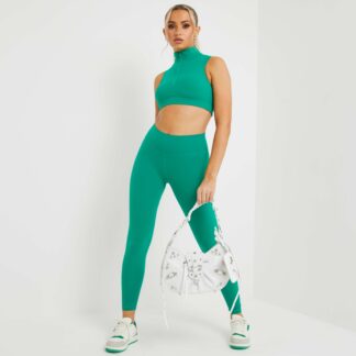 High Waist Gym Leggings In Green UK Large L, Green