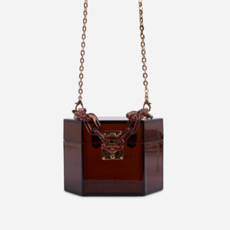 Robbie Cross Body Box Bag In Brown Perspex,, Brown