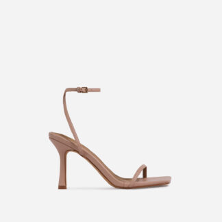 Savannah Barely There Square Toe Heel In Nude Faux Leather, Nude