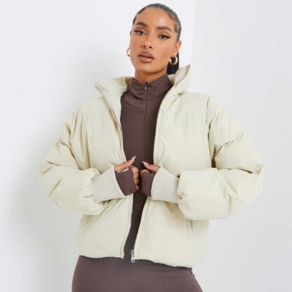 Oversized Puffer Jacket In Khaki Green UK Small/Medium S/M, Green