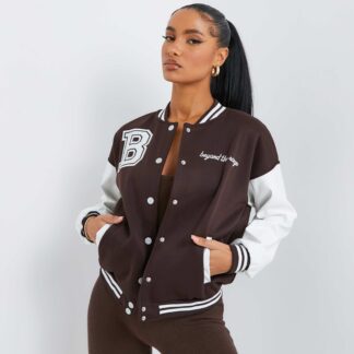 Varsity Jacket In Brown UK Medium/Large M/L, Brown