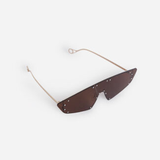 Studded Detail Oversized Sunglasses In Brown,, Brown