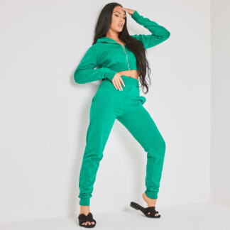 Zip Up Hoodie And Jogger Set In Green UK Small S, Green