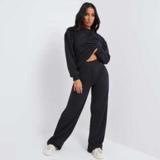 Wide Leg Joggers In Black UK 10, Black