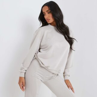 Oversized Sweatshirt In Beige Nude UK 10, Nude