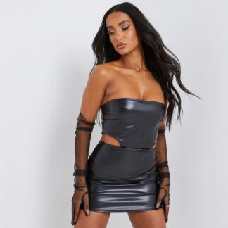 Pu Mini Dress In Black, Black