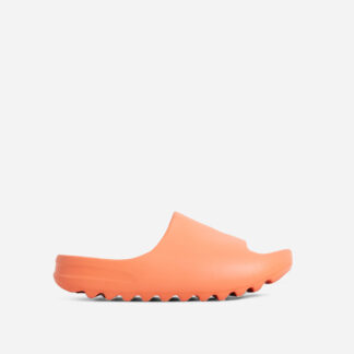 Playoff Flat Slider Sandal In Orange Rubber, Orange