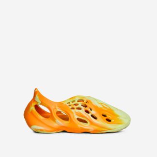 Super-Bass Cut Out Detail Slip On In Orange And Lime Green Rubber, Green