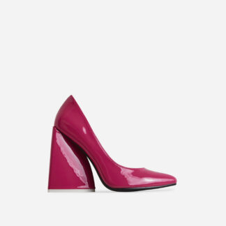 As-I-Am Pointed Toe Statement Block Court Heel In Pink Patent, Pink