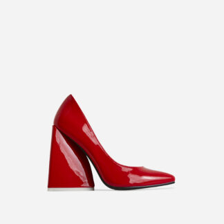 As-I-Am Pointed Toe Statement Block Court Heel In Red Patent, Red