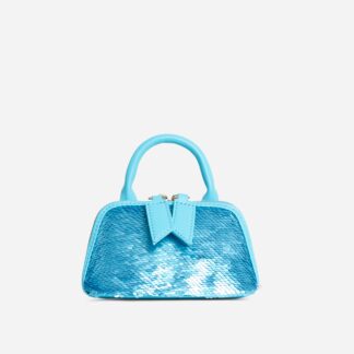 Aspen Sequin Detail Top Handle Mini Grab Bag In Blue,, Blue