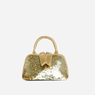 Aspen Sequin Detail Top Handle Mini Grab Bag In Gold,, Gold