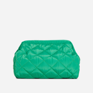 Bodhi Quilted Oversized Pouch Bag In Green Nylon,, Green