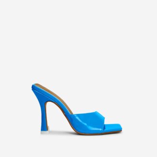 Dolce-Vita Square Peep Toe Flared Heel Mule In Blue Patent, Blue