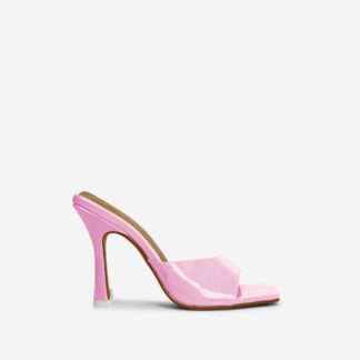 Dolce-Vita Wide Fit Square Peep Toe Flared Heel Mule In Pink Patent, Pink