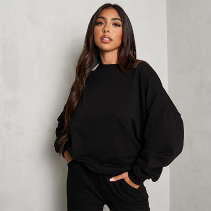 Cropped Sweatshirt In Black UK Small S, Black