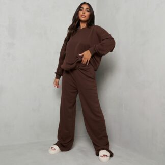 Wide Leg Joggers In Brown, Brown