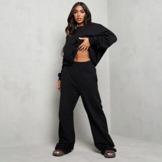 Wide Leg Joggers In Black, Black