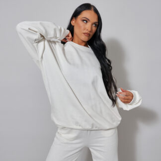 Cropped Sweatshirt In White UK Medium M, White