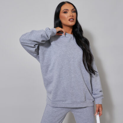 Cropped Sweatshirt In Grey UK Large L, Grey