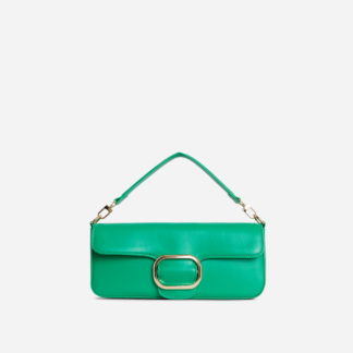 Rory Buckle Detail Rectangle Shaped Shoulder Bag In Green Faux Leather,, Green