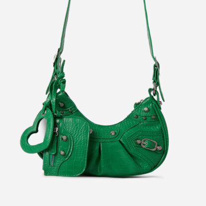 Texas Shoulder Bag In Green Faux Leather,, Green